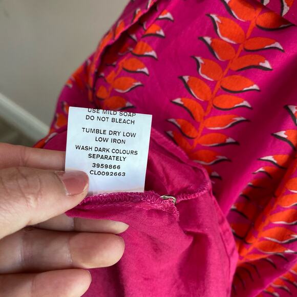 WAYWARD FANCIES Hot Pink Tropical Linear Graphic Print Cotton Voile Dress Sz 10 - Picture 12 of 13